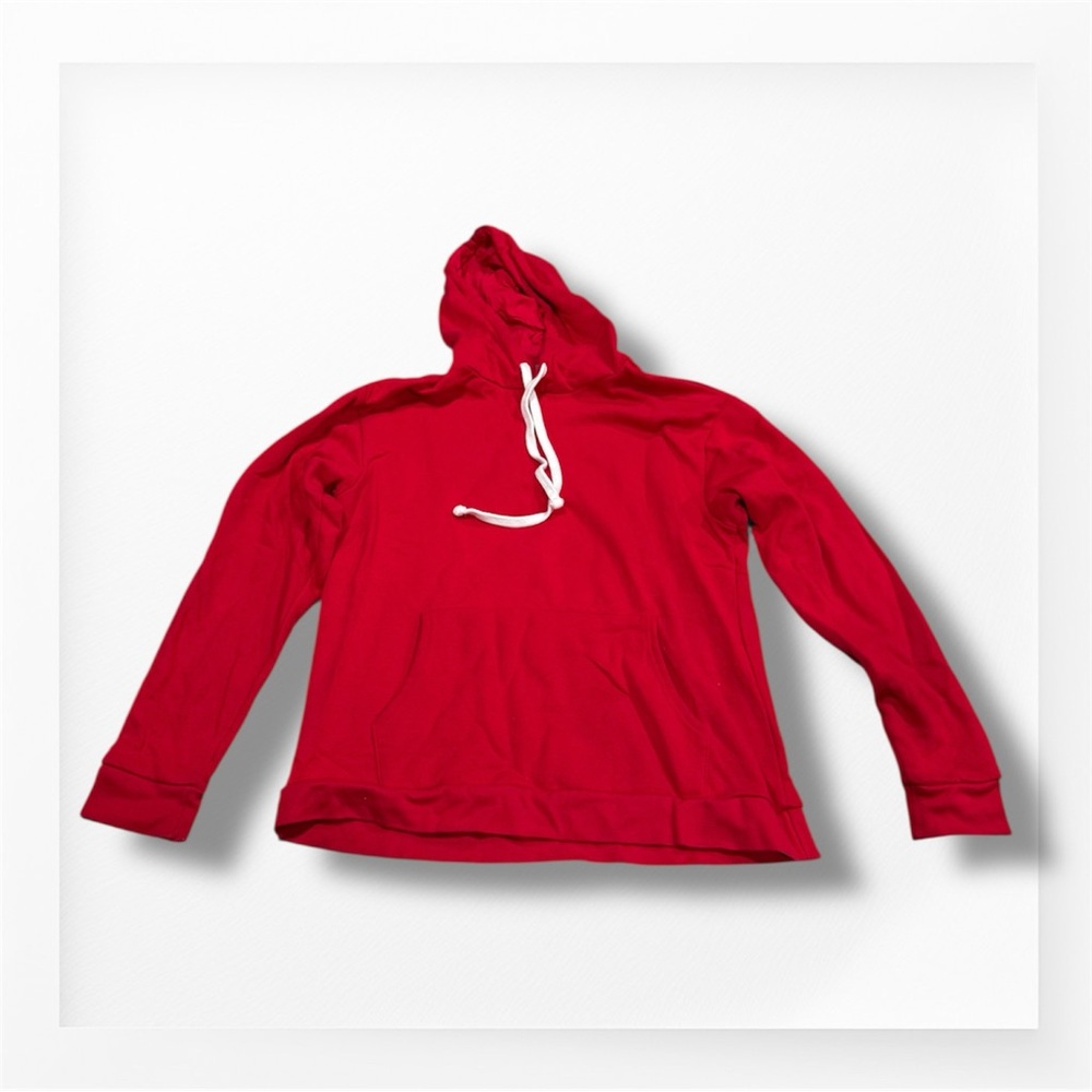 NEXT LEVEL Red Hoodie with White Drawstrings, Size Large